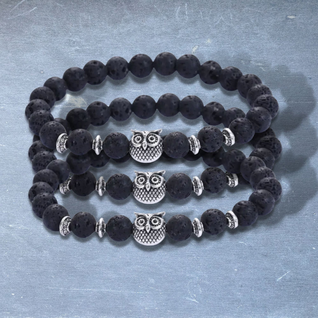 multiple lava beads owl bracelets