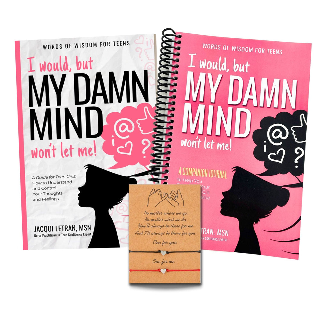 Teen Girls: Damn Mind Paperback Book, Spiral Journal, and Bracelet Bundle