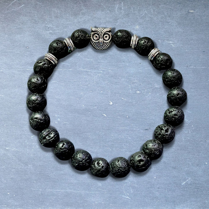 lava bead owl bracelet